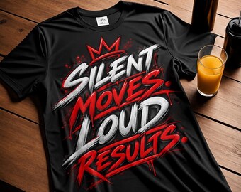 Silent Moves Loud Results Motivational T-Shirt Design (Digital Download)
