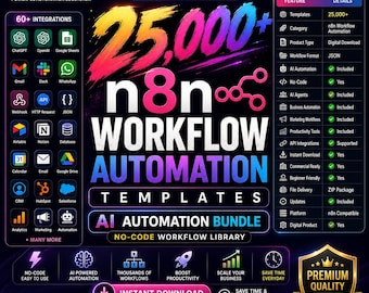 n8n Workflow Automation Bundle | AI, ChatGPT, Slack, Gmail Integrations (Digital Download)