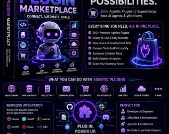 Agentic Plugin Marketplace | 200+ AI Plugins, Automation Toolkit (Digital Download)