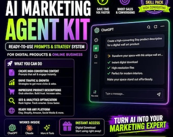 AI Marketing Agent Kit | Prompts, 6000+ skill Strategy System for Online Business (Digital Download)
