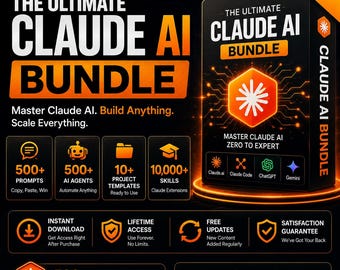Pacote de Habilidades de IA Claude | Mais de 10 mil habilidades, mais de 200 agentes, dicas e projetos | Download digital