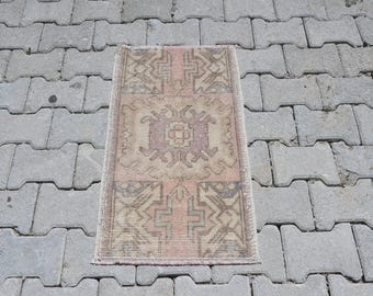 Oushak Turkish Mini Rug, 2x3 Cotton Wool Bath Mat, Vintage Small Door Mat