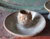 Pitch Pine Pottery Art Nouveau Set of  Two Candle Stick Holders - Opalescent