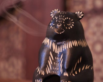 106 Pitch Pine Pottery Art Nouveau Stoneware Humble Bear Incense Burner