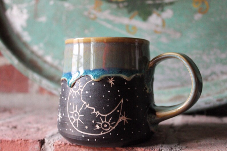 20 Pitch Pine Pottery Art Nouveau Stoneware Luna Moon Mug Etsy