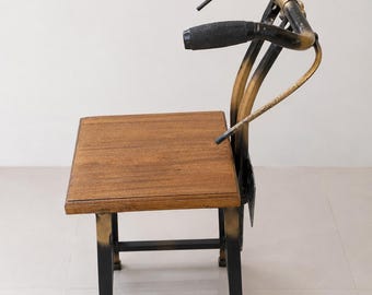 Reclaimed Bicycle Chair | Industrial Teak Wood Accent Seat (Yogyakarta)