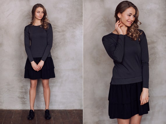 black jumper dress outfit