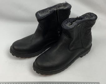 Barbour Weather Comfort Boots Leather Black UK 8 Faux Fur Lined Womens New