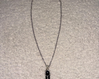Zwarte onyx handdraadgewikkelde kristallen ketting voor bescherming