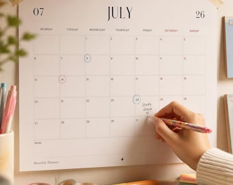 2026-2027年度アカデミック壁掛けカレンダー｜7月から翌年7月までの学生向けプランナー（デジタルダウンロード）