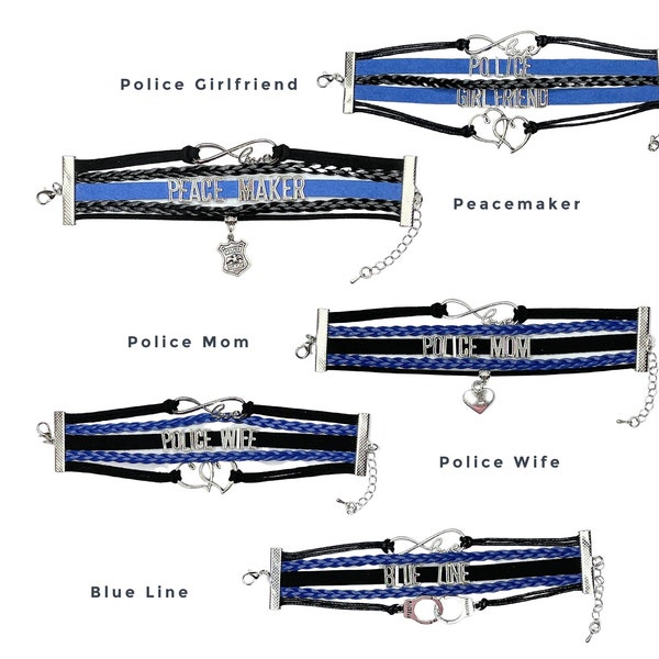Thin Blue Line Charm Bracelets Police Mom, Police Wife, Police Girlfriend, Blue Line, Peacemaker, Same Day Shipping From USA