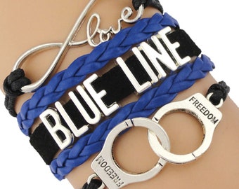 Thin Blue Line Charm Bracelet, Same Day Shipping From USA