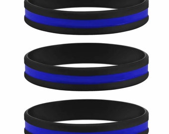 Thin Blue Line Bracelets. Thin Blue Line Silicon Bracelets Wristbands Show your support for Law Enforcement Officers LEO SAME DAY Ship