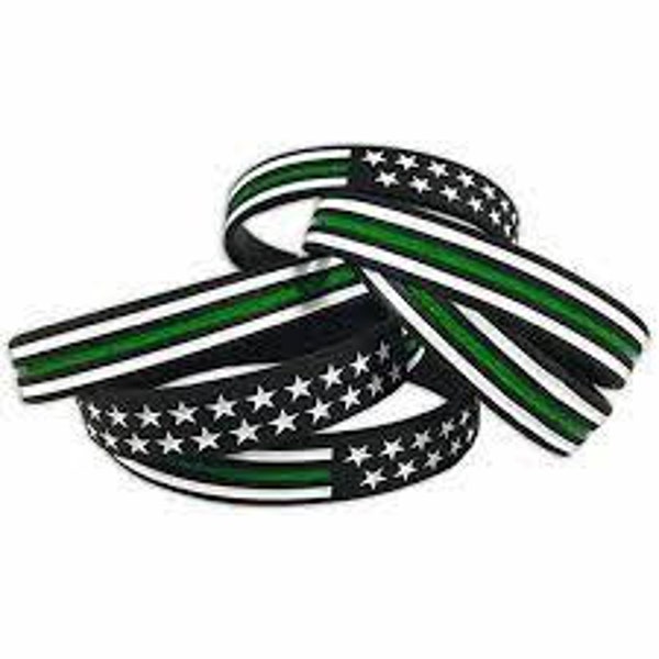 Thin Green Line Military Support Silicone Bracelets, Wristbands, Show your support for our Soldiers