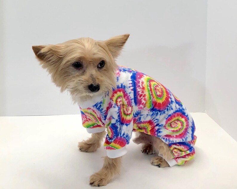 Flannel Dog Onesie Pajamas Rainbow Tie Dye Cute Dogs Etsy