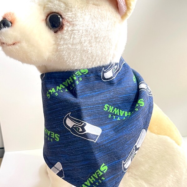 Dog Bandana, Made with Seattle Seahawks Fabric, Tie-On