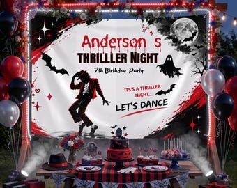 Personalized Michael Jackson Birthday Backdrop, Thriller Night Party Banner, Custom Dance Tapestry, 80s Pop Music Photo Booth Wall Decor