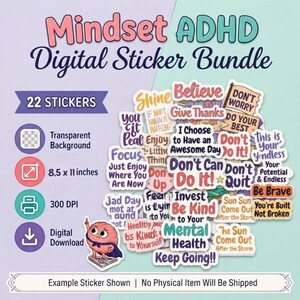 Autocollants de motivation TDAH pour planners | numériques PNG Motivation pour GoodNotes, Notability