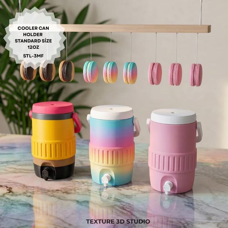 3D Printed Can Cooler STL File | 12oz Soda Can Holder | Instant Download | FDM Print File image 1