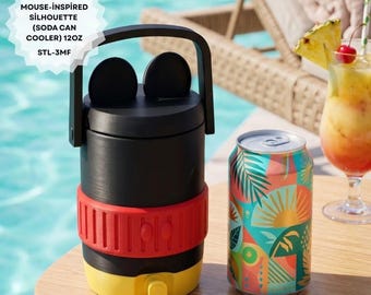 Fichier STL refroidisseur d'oreilles de souris | Porte-canette de soda de 12 oz | Téléchargement instantané | Fichier d'impression FDM