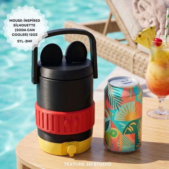 Mouse Ear Can Cooler STL File | 12oz Soda Can Holder | Instant Download | FDM Print File