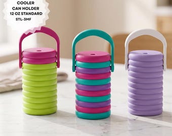 Fichier STL de support pour glacière nervurée imprimé en 3D | 12 oz standard | Conception de bague multicolore | Téléchargement instantané