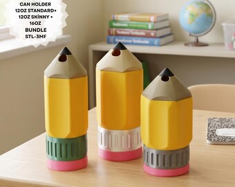 Lot de 3 porte-crayons pour glacière, fichier d'impression 3D | 12 oz standard + 12 oz mince + 16 oz | Fichier 3MF | Imprimante FDM | Téléchargement numérique instantané