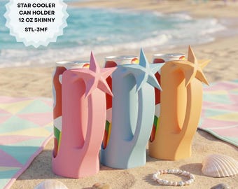 Fichier STL Star Can Cooler imprimé en 3D | Porte-boisson énergisant mince de 12 oz avec poignée (téléchargement instantané)