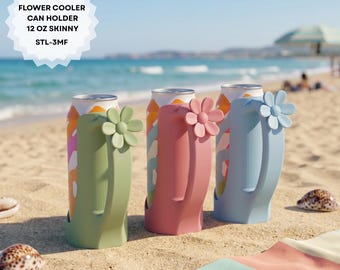 Fichier STL de refroidisseur de boîte de fleurs imprimé en 3D | Porte-boisson énergisant mince de 12 oz avec poignée (téléchargement instantané)