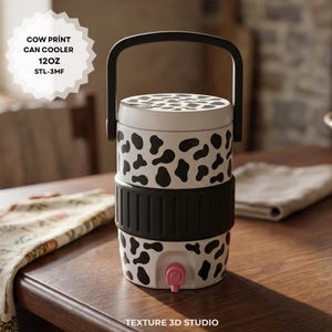 Cow Print 12oz Can Cooler STL File | 12oz Soda Can Holder | Cute Dalmatian Spot Design | FDM 3D Print File | Instant Download