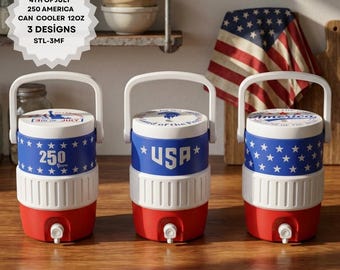 Lot refroidisseur de cannettes STL du 4 juillet | Porte-canette patriotique 250e anniversaire de 12 oz | 3 modèles inclus | Fichier d'impression FDM