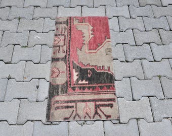 Oushak Small Rug, 2x3 Rug, Vintage Rug, Anatolian Rug, Natural Rug, Antique Rug, Turkish Rug, 2x3 Mini Rug, Door Mat Rug, Bath Mat Rug,