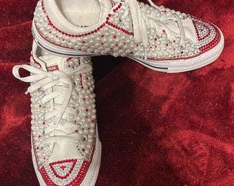 Bling rhinestone/pearl converse