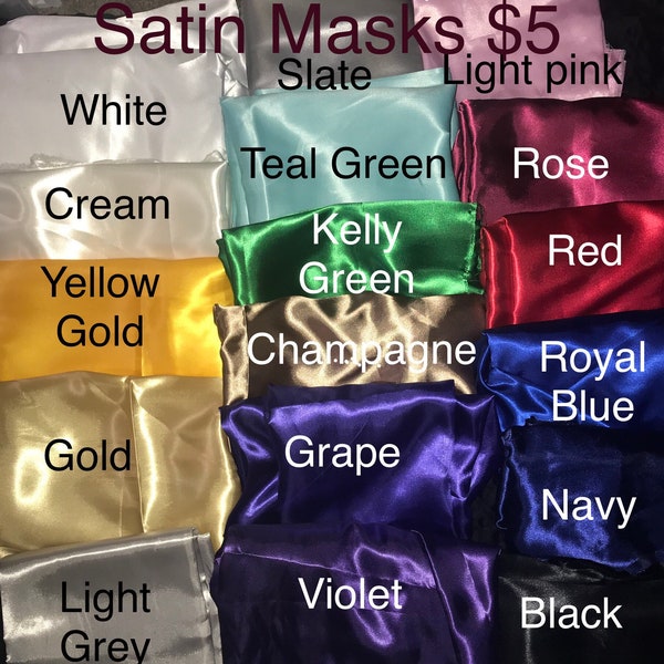 Satin face masks please read the item description before ordering