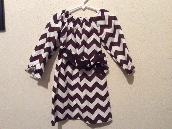 Long Sleeve Chevron Peasant Dress