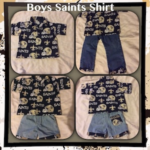 Saints Shirt, jean shorts & pants