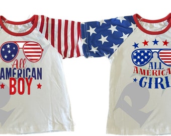 All American-themed boy and girl shirts