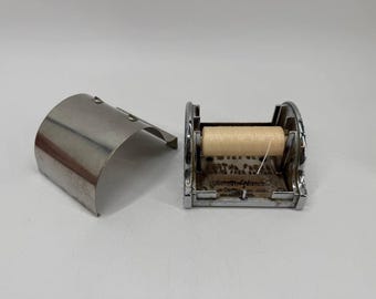 Dozownik nici dentystycznej Vintage Johnson & Johnson Dentotape, chromowany, metalowy, USA