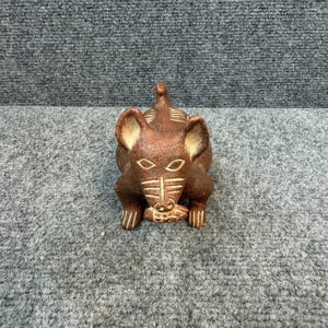 Escultura de cachorro em cerâmica estilo Colima, arte folclórica tribal, estatueta de animal para decoração.