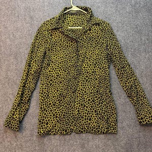 Camicia Just Cavalli Istante da donna, gialla e nera con stampa leopardata, Made in Italy, MissingVersace