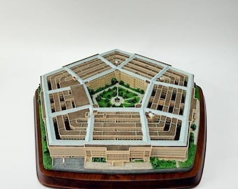 The Pentagon Arlington VA 3D Model Sculpture Wood Base Desk Decor 4.94 lb
