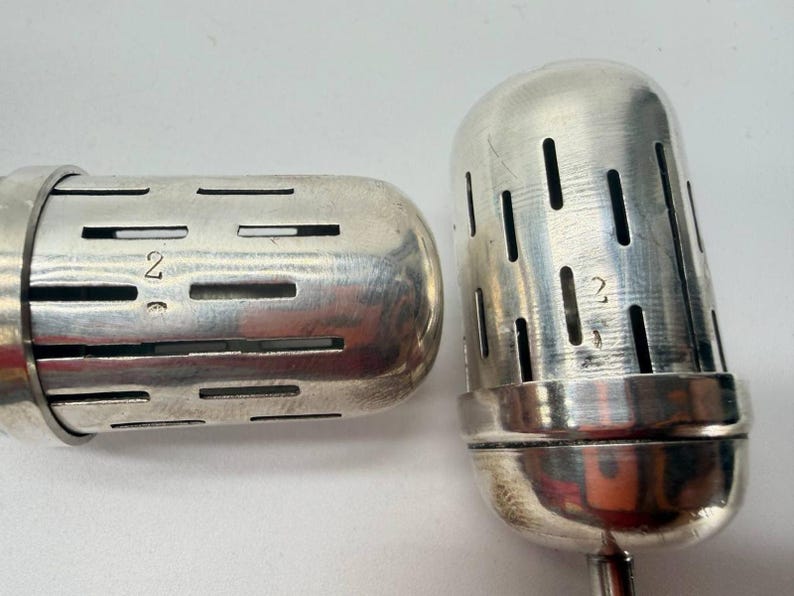 Zestaw 2 zaparzaczy do herbaty Christian Dell Teesieb Versilbert Bauhaus Art Deco w stylu vintage zdjęcie 5
