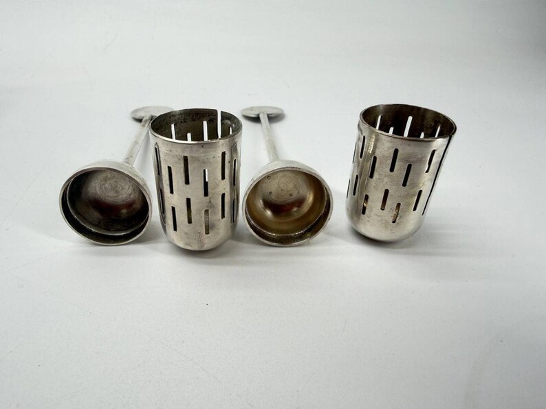 Zestaw 2 zaparzaczy do herbaty Christian Dell Teesieb Versilbert Bauhaus Art Deco w stylu vintage zdjęcie 7