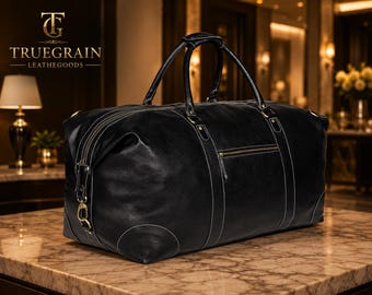 Luxe leren weekendtas, tas voor zowel mannen als vrouwen, handgemaakt van volnerfleer, reistas voor overnachtingen, voor de sportschool, handbagage, gepersonaliseerd gebruik.