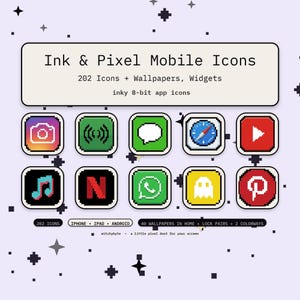 8-Bit Retro Arcade Aesthetic Pixel App Icons + Wallpapers + Widgets | One-Tap iOS Install | iPhone iPad Android Theme