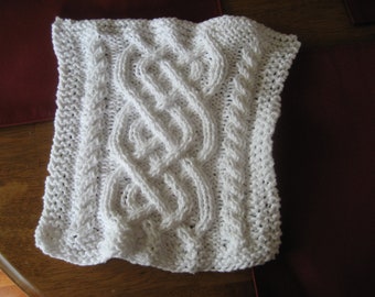 White cotton, cableknit dishcloth