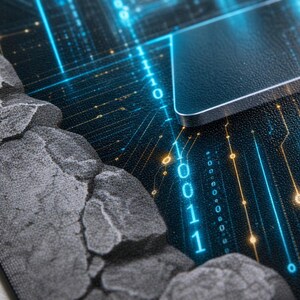 3D Binary Code Tech Wall Decal - Futuristic Dark Tech Room Broken Concrete Wall Sticker - Vinyl Home Decor image 7