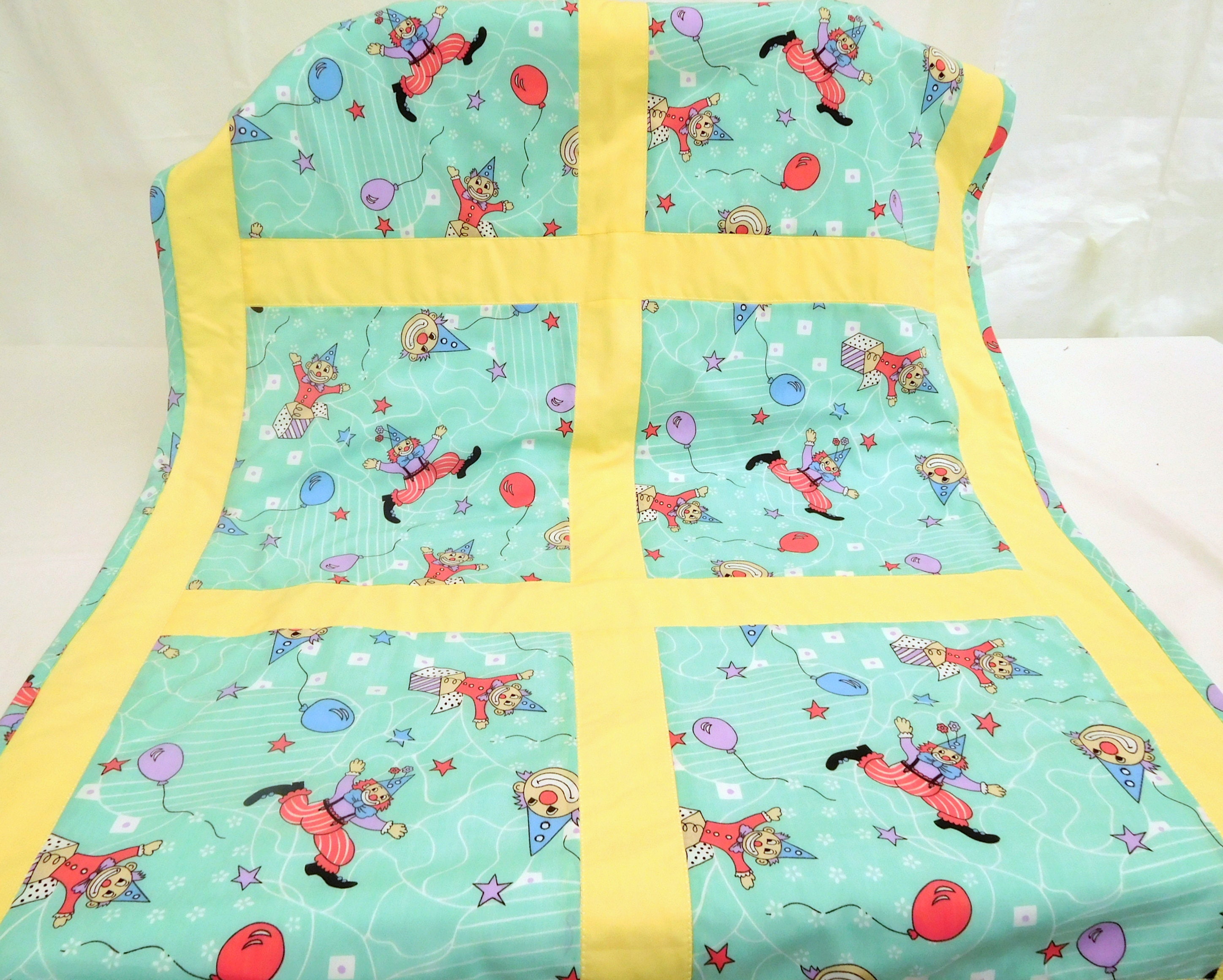 Baby Quilt, Cot Quilt, Clown Quilt, Play Mat Quilt, Handmade Baby Quilt