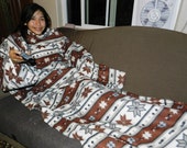Brown Snuggie with Snowflakes Native American Print