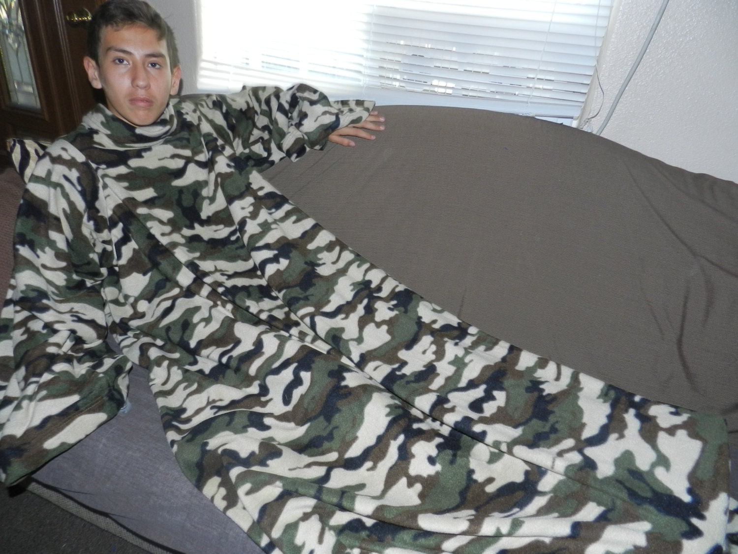 Gray and Black Camouflage Army Print Fleece Snuggie blanket Etsy